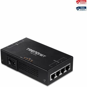 TRENDnet TPE-147GI PoE Injector - TAA Compliant - 120 V AC, 230 V AC Input - 55 V DC, 1.30 A Output - 4 x Gigabit Ethernet