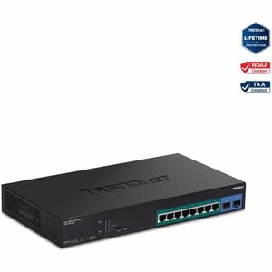 TRENDnet TPE-1021WS 8 Ports Manageable Ethernet Switch - Gigabit Ethernet - 10/100/1000Base-T, 1000Base-X - TAA Compliant 