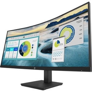 HP P34HC G4 34" Class WQHD Curved Screen LCD Monitor - 21:9 - Black - 34" Viewable - Vertical Alignment (VA) - Edge LED Ba