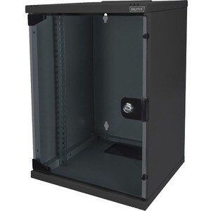 Digitus 9U Wall Mountable Enclosed Cabinet Rack Cabinet for LAN Switch, Patch Panel - 254 mm Rack Width - Jet Black - Galv