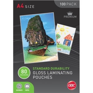 GBC Laminating Pouch A4 80 Micron PK100 - Sheet Size Supported: A4 210 mm Width x 297 mm Length - Laminating Pouch/Sheet S