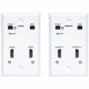 Eaton Tripp Lite Series HDMI over Cat6 Extender Kit, Wallplate, 4K 60Hz, HDR, Dual Output, IR, PoC, 230 ft., TAA - 1 Input