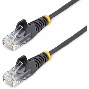 StarTech.com 10ft CAT6 Cable - Slim CAT6 Patch Cord - Black Snagless RJ45 Connectors - Gigabit Ethernet Cable - 28 AWG - L