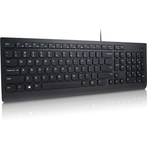 Lenovo Essential Wired Keyboard (Black) - US English 103P - Cable Connectivity - USB Type A Interface - Function Hot Key(s