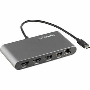 StarTech.com Docking Station - 2 Displays Supported - 4K - 3840 x 2160 - 1 x USB 2.0 - 1 x RJ-45 Ports - Network (RJ-45) -