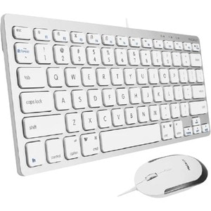 Macally Compact Aluminum USB Keyboard And Quiet Click Mouse - USB Cable Keyboard - USB Cable Mouse - 2400 dpi - Scroll Whe