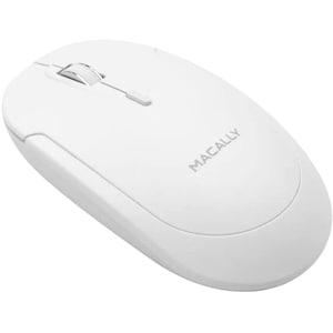 Macally Bluetooth Optical Silent Click Mouse - White - Optical - Wireless - Bluetooth - White - 1600 dpi - Scroll Wheel - 