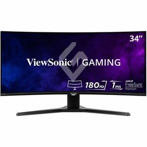 ViewSonic VX3418-2KPC 34 Inch 21:9 Curved 1440p 1ms 144Hz Gaming Monitor with FreeSync Premium, Eye Care, HDMI and Display