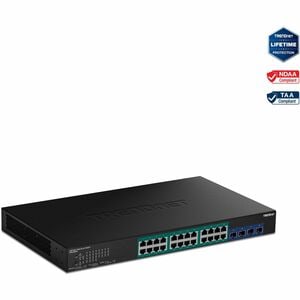 28-Port Gigabit Web Smart PoE+ Switch with 10G SFP+ slots