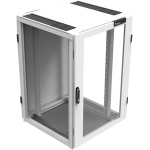 MINKELS 24U Enclosed Cabinet Rack Cabinet for LAN Switch, Patch Panel - White - 1500 kg Static/Stationary Weight Capacity