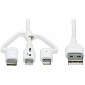 Eaton Tripp Lite Series Safe-IT Universal USB-A to Lightning, USB Micro-B and USB-C Sync/Charge Antibacterial Cable (M/3xM