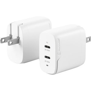 Alogic 2X32 Rapid Power 2 Port 32W USB-C GaN Wall Charger - 32 W - 120 V AC, 230 V AC Input - 12 V DC/3 A, 9 V DC, 5 V DC 