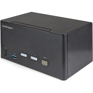 StarTech.com 2 Port Triple Monitor DisplayPort KVM Switch 4K 60Hz UHD HDR, DP 1.2 KVM Switch, 2-Pt USB 3.0 Hub, 4x USB HID