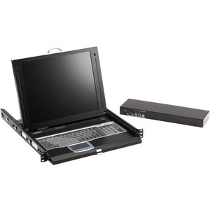 Black Box ServTray 17" LCD Console Drawer with 8-Port VGA, PS2 KVM Switch - 8 Computer(s) - 17" LCD - 1280 x 1024VGA - Key