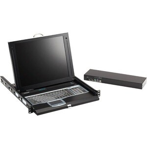 Black Box ServTray 17" LCD Console Drawer with 8-Port VGA, PS2 KVM Switch - 8 Computer(s) - 17" LCD - 1280 x 1024VGA - Key