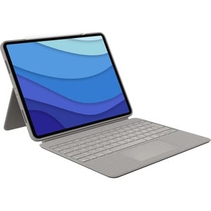 Logitech Combo Touch Keyboard/Cover Case for 32.8 cm (12.9") Apple iPad Pro (5th Generation) Tablet - Sand - Scrape Resist