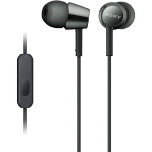 Sony MDR-EX155AP Wired Earbud Stereo Earset - Black - Binaural - In-ear - 16 Ohm - 5 Hz to 24 kHz - 120 cm Cable - Mini-ph