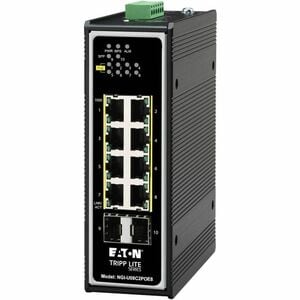 Eaton Tripp Lite Series 8-Port Unmanaged Industrial Gigabit Ethernet Switch - 10/100/1000 Mbps, PoE+ 30W, 2 GbE SFP Slots,