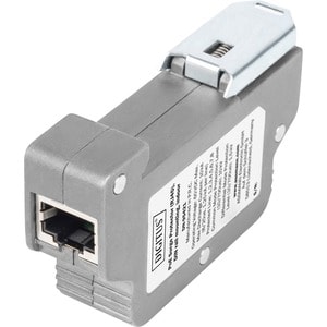 Digitus PoE Überspannungsschutz (RJ45), DIN-Schienenmontage, Indoor. Produktfarbe: Grau, Material: Zink, Internationale Sc
