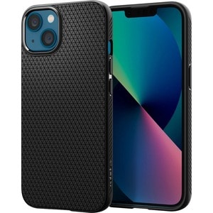Spigen Liquid Air Case for Apple iPhone 13 Smartphone - Geometric Pattern - Matte Black - OEM - Matte - Shock Absorbing, D