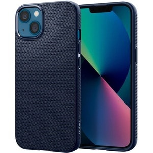 Spigen Liquid Air Case for Apple iPhone 13 Smartphone - Geometric Pattern - Navy Blue - OEM - Matte - Shock Absorbing, Dro