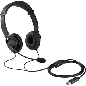 Kensington Kabel Kopfbügel Stereo Headset - Schwarz - Binaural - Geschlossen - 182,9 cm Kabel - Geräuschunterdrückung Mikr