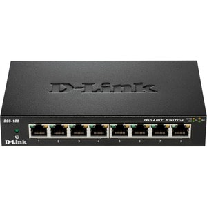 D-Link DGS-108 Ethernet Switch - 8 Ports - 2 Layer Supported - 4.62 W Power Consumption - Twisted Pair - Desktop - 3 Year 