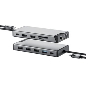 Alogic DV3 USB Type A, USB Type C Docking Station for Notebook - Memory Card Reader - SD - 100 W - Space Gray - 3 Displays