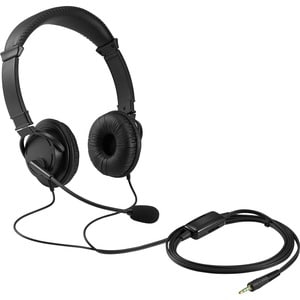 Kensington Wired Over-the-head Stereo Headset - Black - Binaural - Ear-cup - 182.9 cm Cable - Noise Cancelling Microphone 