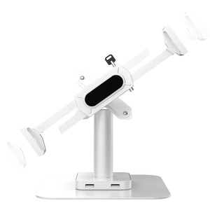 CTA Digital Desk Mount with Integrated 2 Port USB Hub w/ Universal Holder (White) - 7" to 14" Screen Support - 75 x 75, 10