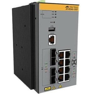 Allied Telesis IE340 IE340-12GP 8 Portas Gerenciável Comutador de camada 3 - 3 Camada suportada - Modular - 4 Slots SFP - 