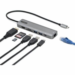 StarTech.com Adaptateur Multiport USB-C - USB-C vers HDMI 2.0 4K 60Hz, Alim. 100W Passthrough, SD/MicroSD, Hub 2 Ports USB