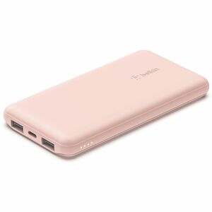 BELKIN 10K POWER BANK USB-C 15W DUAL USB-A 15CM USB-A TO C PINK