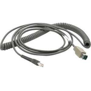 Zebra 4.57 m Powered USB Data Transfer/Power Cable for Barcode Scanner - First End: 1 x Powered USB - Male - Shielding