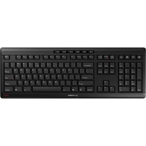 CHERRY STREAM Wireless Black Keyboard - Full Size, Whisper Quiet Key Strokes, Status LEDs, AES-128 Bit Encryption