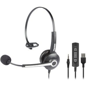 Hamlet Renova Headset UJM Cuffia Professionale Monoaurale con microfono con Doppia connessione Jack audio 3.5 mm + USB e t