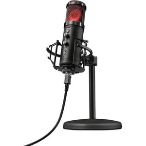 MicrophoneTrust Gaming Exxo 256 - Filaire - Condensateur - 1,80 m - 30 Hz à 18 MHz -36 dB - Cardioïde - Bureau, Pied anti-
