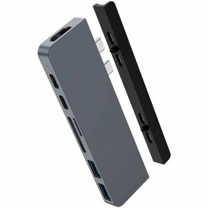 Hyper DUO HD28C-GRAY USB Type C Docking Station - Memory Card Reader - microSD, SD - 100 W - Grey - 4K, 5K - 3840 x 2160, 