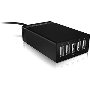 ICY BOX IB-CH501 40 W AC Adapter - 1 Pack - For Smartphone, Tablet PC, USB Device - 120 V AC, 230 V AC Input - 5 V DC/8 A 