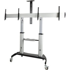 StarTech.com Dual TV Cart, 60in VESA TVs up to 50kg/110lb each, Height Adjustable Mobile Display Mount/Cart, Rolling TV Ca