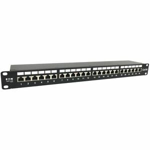 Tripp Lite series N252-024-6A-SH 24 Port(s) Network Patch Panel - Black - TAA Compliant - 24 x RJ-45 - 1U High