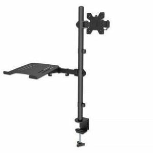SOPORTE DE ESCRITORIO PARA LAPTOP Y MONITOR DE 13" A 32" ALTURA AJUSTABLE NEGRO - Altura ajustable - 2 Pantalla(s) admitid