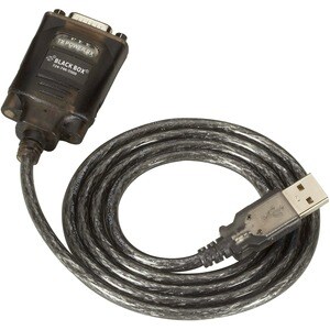 Black Box USB to RS-232 Converter - DB9, 1-Port - 3.58 ft DB-9/USB Data Transfer Cable for POS Device, Barcode Scanner, Mo