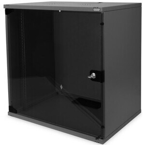 Digitus SoHo 12U Wall Mountable Enclosed Cabinet Rack Cabinet for Telecommunication - 482.60 mm Rack Width - Jet Black - S