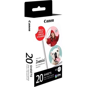 Canon ZINK Photo Paper - 76 mm x 50 mm - 20 Sheets - Smudge Proof, Water Resistant, Tear Resistant