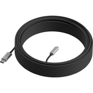 Logitech 25 m 光纤 数据传输电缆 - Cable for 视频会议系统, USB 集线器, 触摸面板控制器, 计算机, USB设备, 视频会议摄像头, PC, MAC, Chromebook, 网络摄像头 - 10 Gbit/s 