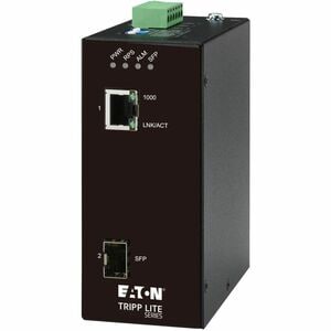 Eaton Tripp Lite Series Hardened Gigabit Fiber to Ethernet Media Converter, 10/100/1000 Mbps, RJ45/SFP, -10° to 60°C, DC P