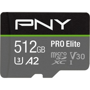 PNY PRO Elite 512 GB Class 10/UHS-I (U3) microSDXC - 100 MB/s Read - 90 MB/s Write