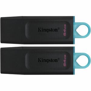 Kingston DataTraveler Exodia 64GB USB 3.2 (Gen 1) Flash Drive - 64 GB - USB 3.2 (Gen 1) - Black, Teal - 5 Year Warranty - 