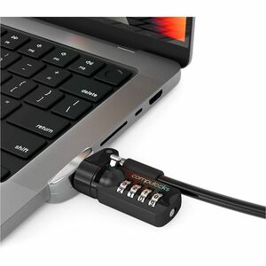 Compulocks Ledge Lock Adapter for MacBook Pro 16" M1 & M2 with Combination Cable Lock Silver - Patented Cutting-Edge MacBo